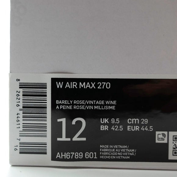 Nike Air Max 270 Barely Rose Running Shoes Womens Size 12 AH6789-601 Mens 10.5 - Picture 11 of 11